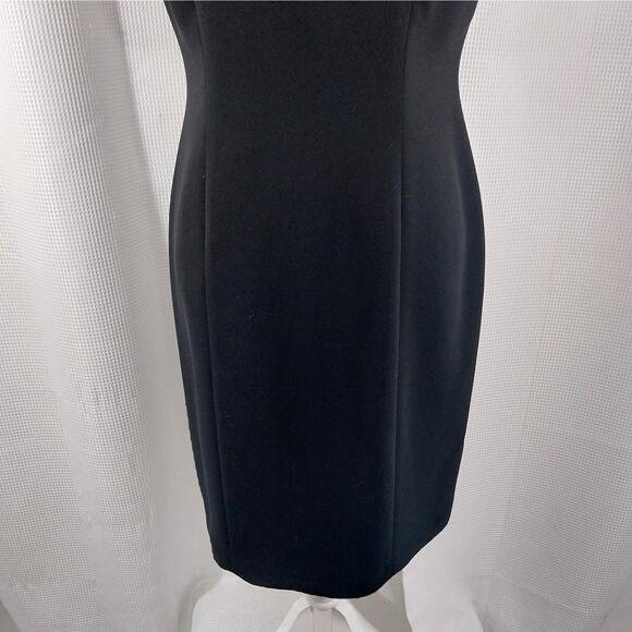 DONNA MORGAN! ELEGANT BLACK SHESTH DRESS, BEADED/JEWELED SLEEVES! SZ 8 - Picture 4 of 10